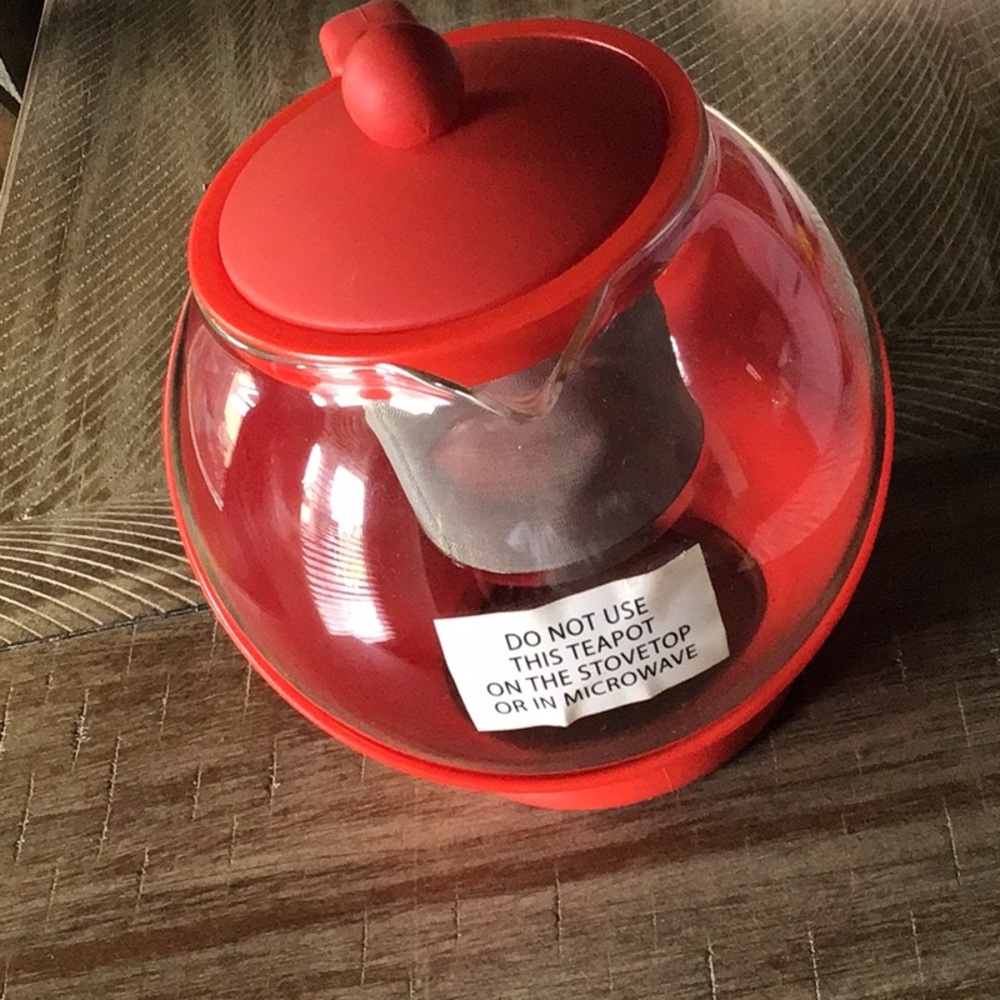 Red Glass Teapot with Infuser